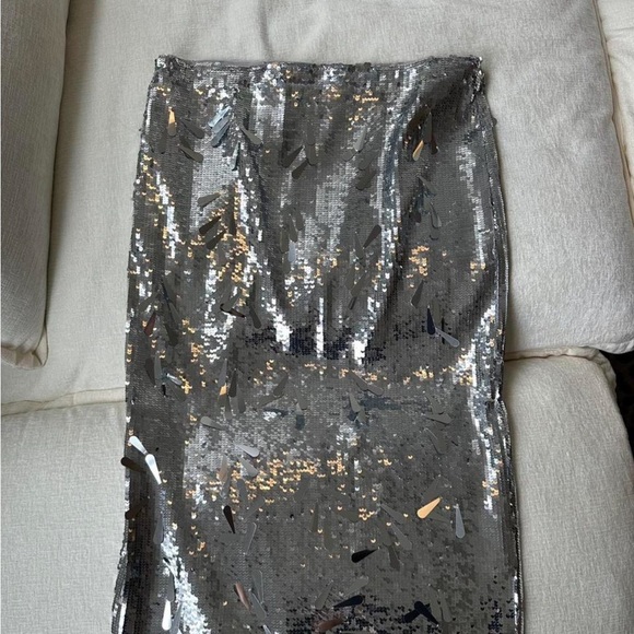 Guizio Silver Sequin Skirt - Picture 6 of 7